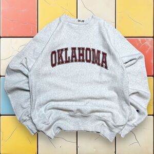 Vintage Oklahoma Champion Reverse Weave  90s Mens‎ OU Sweatshirt Grey Crewneck M